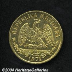 Republic Gold 20 Pesos 1871 Oa-E,