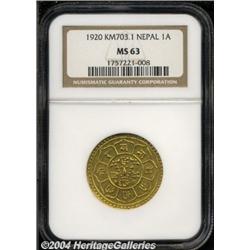 Tribhuvana Bir Bakram Gold Ashrafi 1920,