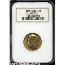 Nicolas II gold 15 Roubles 1897,