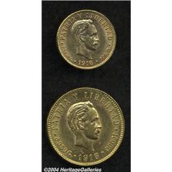 Milan I gold 10 & 20 Dinara 1882,