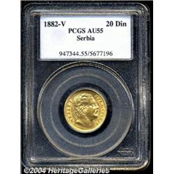 Milan I gold 20 Dinara 1882-V,