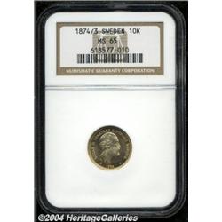 Oscar II gold 10 Kronor 1874/3,