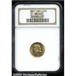 Oscar II gold 10 Kronor 1901,