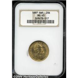 Oscar II gold 20 Kronor 1887,