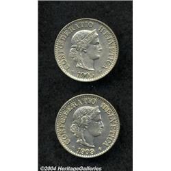 Confederation 5 Rappen Pair,