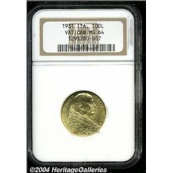 Pius XI gold 100 Lire 1931,