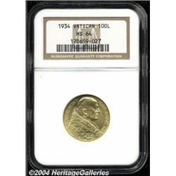 Pius XI gold 100 Lire 1934,