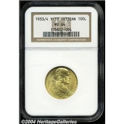 Pius XI gold 100 Lire 1933-1934,