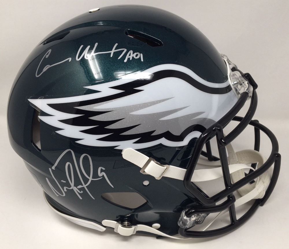 Nick Foles Carson Wentz Signed Eagles Super Bowl LII Speed Authentic On ...