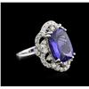 Image 1 : 7.47 ctw Tanzanite and Diamond Ring - 14KT White Gold