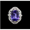 Image 2 : 7.47 ctw Tanzanite and Diamond Ring - 14KT White Gold