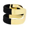 Image 2 : Double Metal Strand Leather Cuff Bracelet - Gold Plated