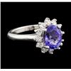 Image 1 : 2.70 ctw Tanzanite and Diamond Ring - 14KT White Gold