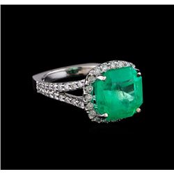 6.60 ctw Emerald and Diamond Ring - 14KT White Gold