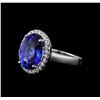 7.98 ctw Tanzanite and Diamond Ring - 14KT White Gold