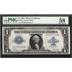 1923 $1 Silver Certificate Note Fr.238 PMG Choice About Uncirculated 58