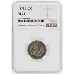 1875-S Twenty Cent Piece Coin NGC VF25