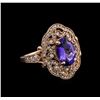 Image 1 : 3.33 ctw Tanzanite and Diamond Ring - 14KT Rose Gold