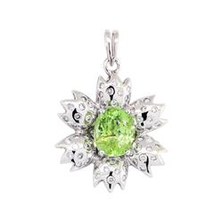 2.27 ctw Paraiba Tourmaline And Diamond Pendant - 14KT White Gold