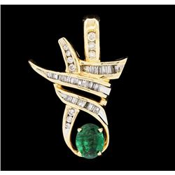 2.07 ctw Emerald And Diamond Pendant - 14KT Yellow Gold