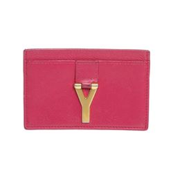 Saint Laurent YSL Pink Leather Y Cardholder Wallet