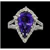 Image 2 : 4.33 ctw Tanzanite and Diamond Ring - 14KT White Gold