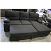 Image 1 : GREY MODERN CLOTH SOFA WITH CHAISE & STOWAWAY OTTOMAN