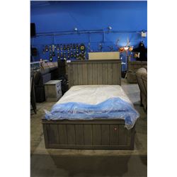 DARK GREY WOOD DOUBLE SIZE BED FRAME WITH STORAGE