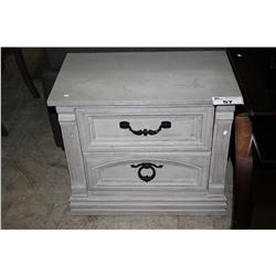 GREY SOLID WOOD 2 DRAWER NIGHT STAND