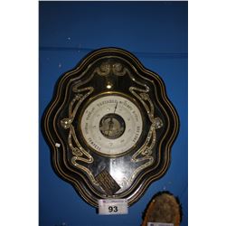 FRENCH VINTAGE BAROMETER, MOTHER OF PEARL INLAY WITH BRASS BEZEL. CIRCA 1880