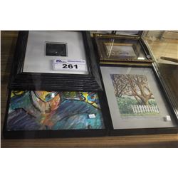 4 PIECES OF FRAMED ART, SIGNED BOTTOM RIGHT