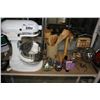 Image 1 : SHELF OF KITCHEN ITEMS INCLUDING KITCHENAID HEAVY DUTY MIXER AND TEAPOT