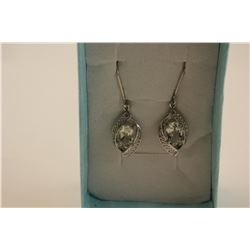 CERTIFIED NEW GREEN AMETHYST AND DIAMOND DANGLE EARRINGS - 2.5 CT OVAL CUT, VVS CLARITY, LEVER