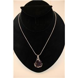 STERLING SILVER PURPLE AMETHYST GEMSTONE NECKLACE