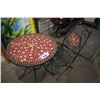 Image 2 : TILE & METAL PATIO TABLE WITH CHAIR