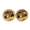 Image 1 : Chanel Black Gold CC Logo Clip On Disc Earrings