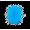 Image 2 : 9.37 ctw Turquoise and Diamond Ring - 14KT White Gold