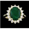 Image 2 : 4.52 ctw Emerald and Diamond Ring - 14KT Yellow Gold