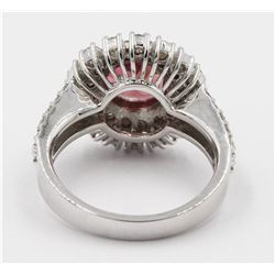 1.63 ctw Pink Tourmaline and Diamond Ring - 14KT White Gold