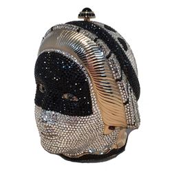 Judith Leiber Swarovski Crystal Queen Head Minaudiere Evening Bag