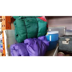 RV TOILET AND 2 SLEEPING BAGS
