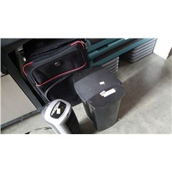 LASKE HEATER, GARBAGE BIN, AND LUGGAGE
