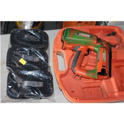 CASED PASLODE CORDLESS NAIL GUN NO BATTERY AND HAMMER POUCHES