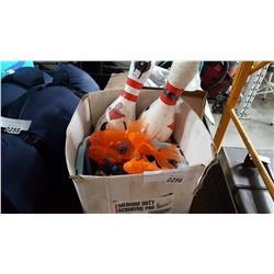 BOWLING PINS AND TOYS AND FISH
