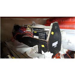 WOOD TOOL BOX W/ TOOLS AND SHOP SUPPLIES