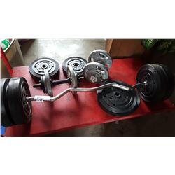 LOT OF FREE WEIGHTS AND BARS