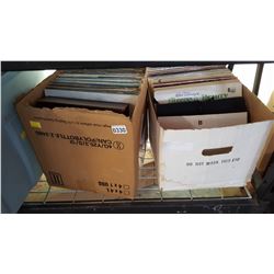 2 BOXES OF RECORDS AND DVDS