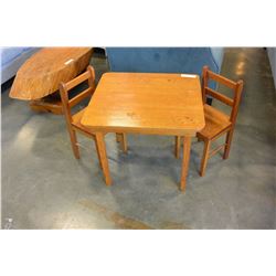 CHILDRENS PINE TABLE AND 2 CHAIRS