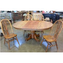 PAW FOOT PEDESTLE TABLE AND FOUR HOOPBACK CHAIRS