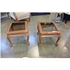 Image 2 : PAIR OF OAK GLASS TOP END TABLES
